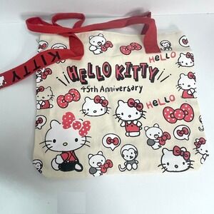 Hello Kitty Sanrio Large Capacity Tote Bag Red Handles 45th Anniversary
